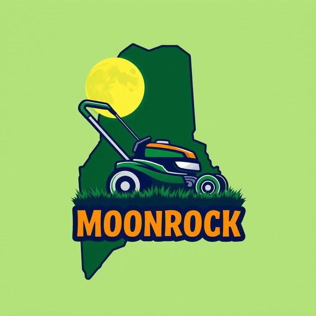 A creative logo design featuring the shape of the state of Maine as the outline filled with a vibrant green