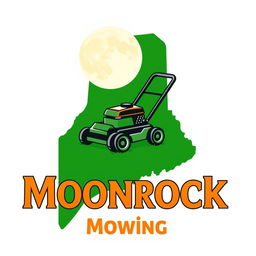 A creative logo design featuring the shape of the state of Maine as the outline filled with a vibrant green