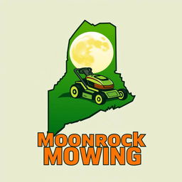 A creative logo design featuring the shape of the state of Maine as the outline filled with a vibrant green