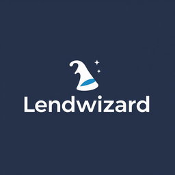 A modern and sleek logo design for 'Lendwizard', incorporating the words 'Lendwizard' in a bold and stylish font