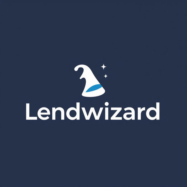 A modern and sleek logo design for 'Lendwizard', incorporating the words 'Lendwizard' in a bold and stylish font