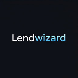 A modern and sleek logo design for 'Lendwizard', incorporating the words 'Lendwizard' in a bold and stylish font