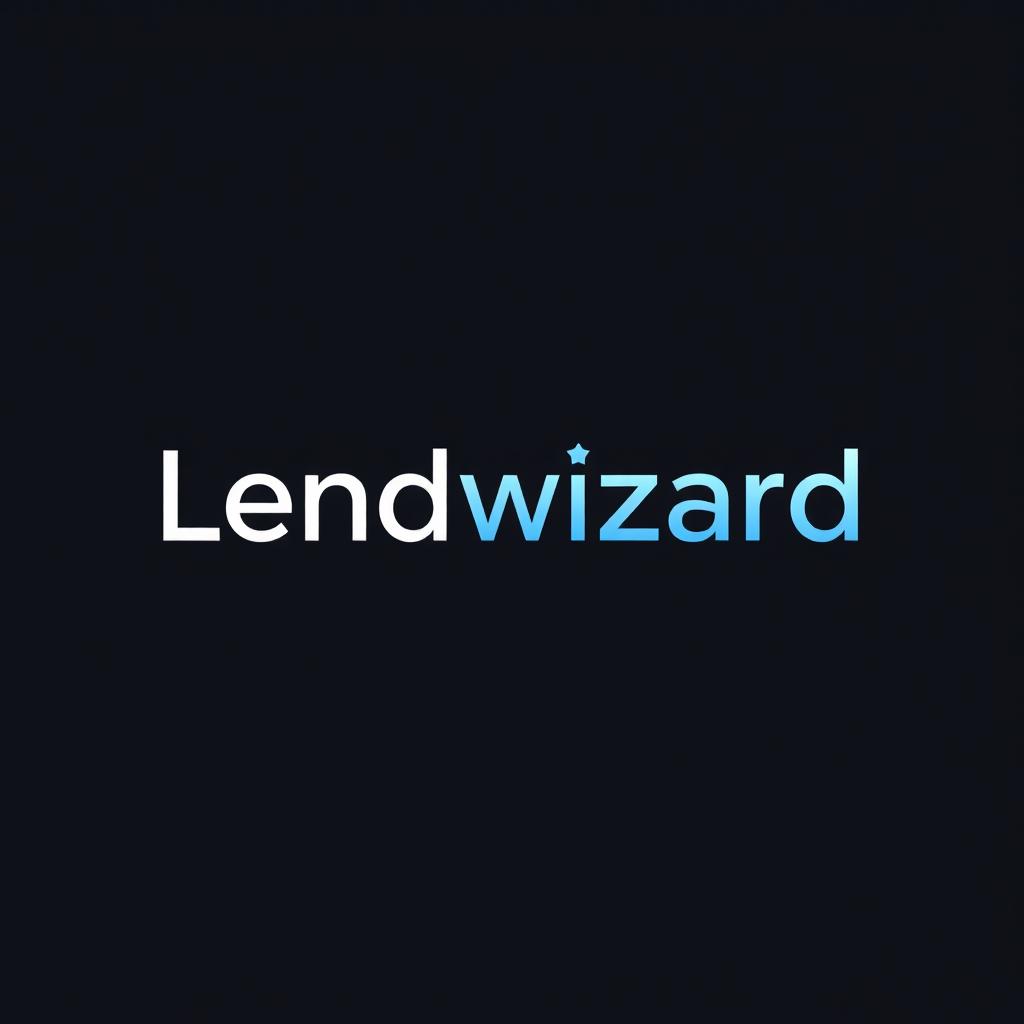 A modern and sleek logo design for 'Lendwizard', incorporating the words 'Lendwizard' in a bold and stylish font