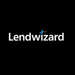 A modern and sleek logo design for 'Lendwizard', incorporating the words 'Lendwizard' in a bold and stylish font