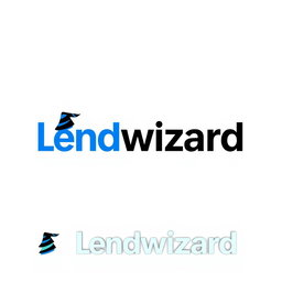 A modern and sleek logo design for 'Lendwizard'