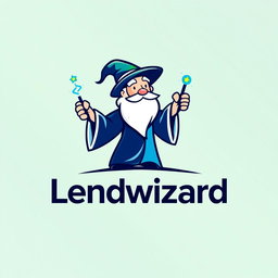 A sleek and modern logo design for a company called 'Lendwizard'