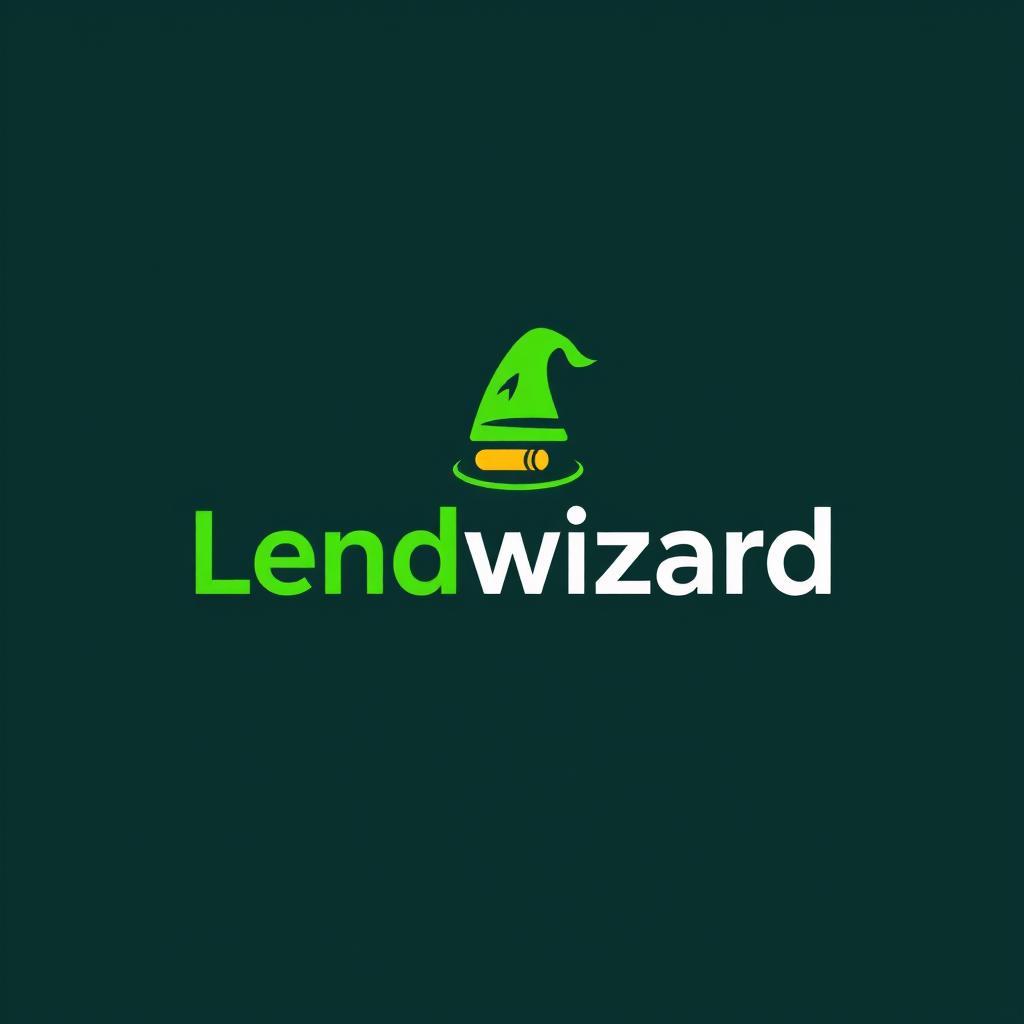 A modern and sleek logo design for 'Lendwizard', featuring bold typography that is easily readable