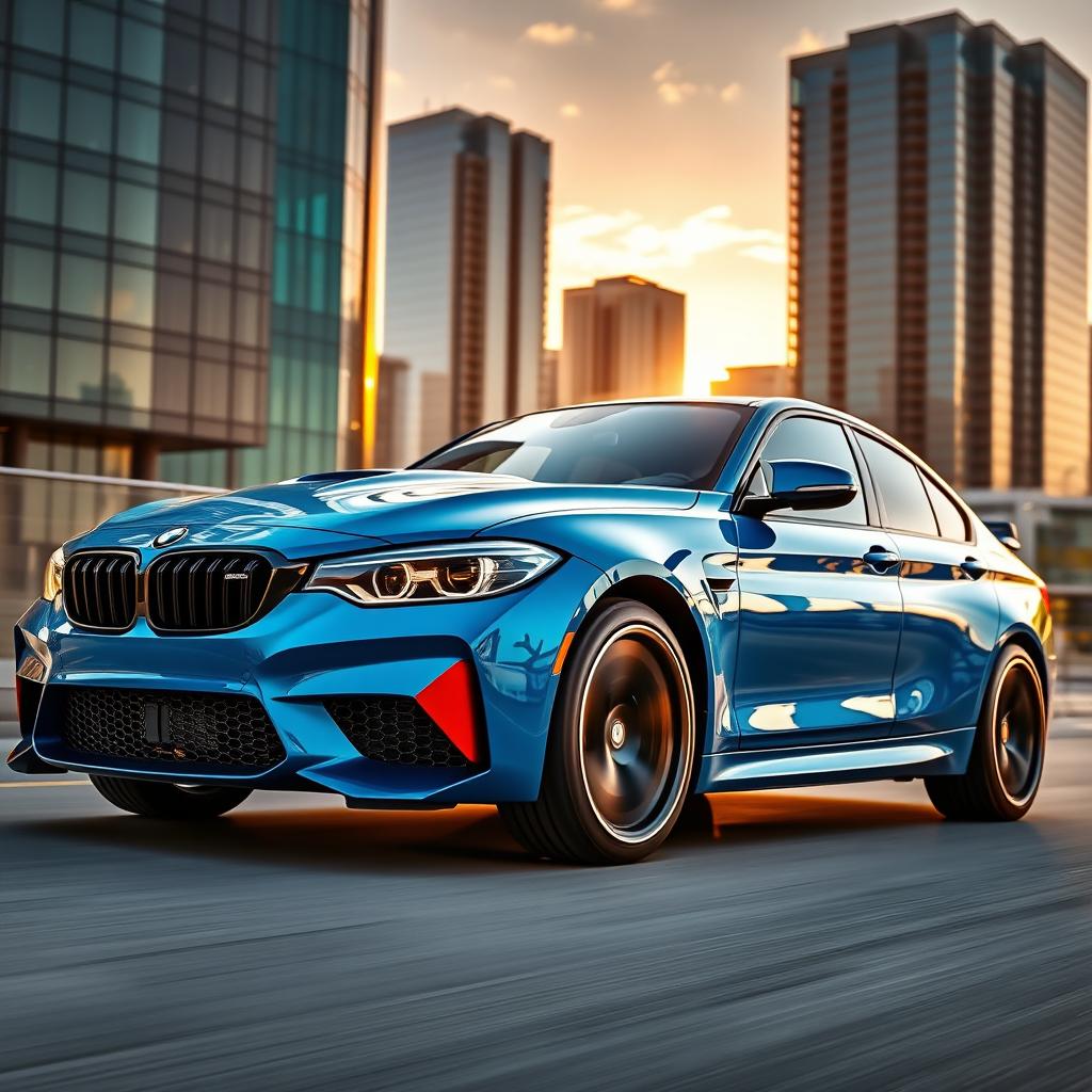 A stunningly detailed BMW M3 Competition parked in an urban environment
