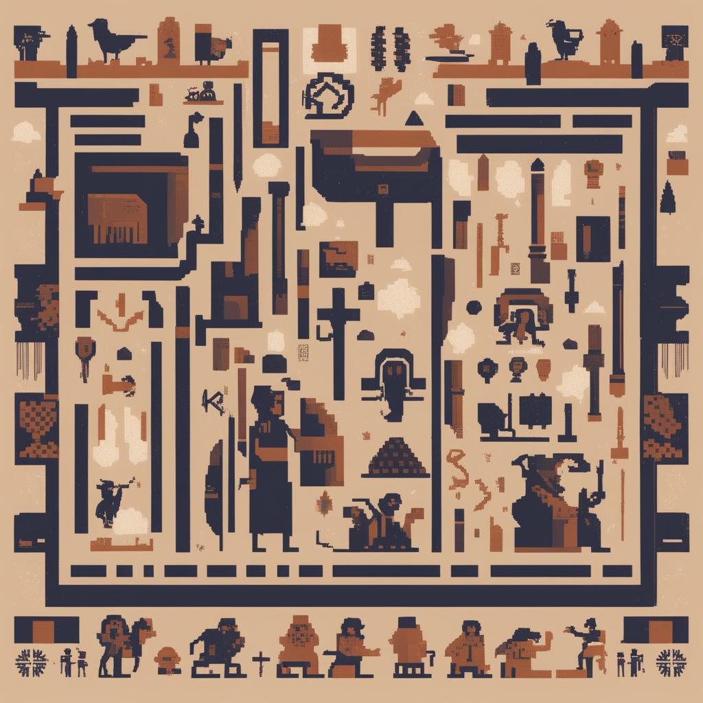 A digital artwork depicting a first encounter in the style of ancient hieroglyphic and cave drawings