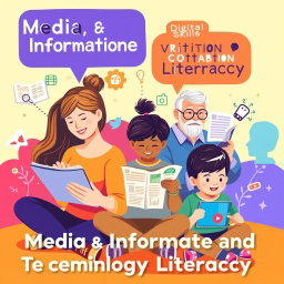 An engaging and visually striking illustration promoting Media, Information and Technology Literacy
