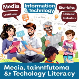 An engaging and visually striking illustration promoting Media, Information and Technology Literacy