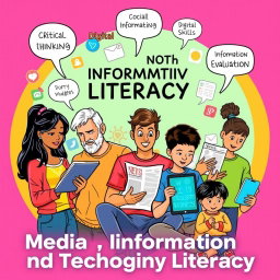 An engaging and visually striking illustration promoting Media, Information and Technology Literacy