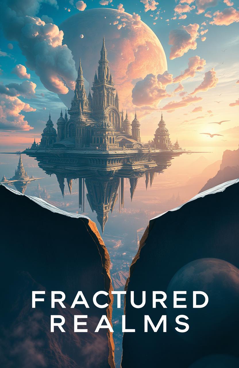 A massive continent-sized mystical floating city, showcasing advanced technological marvels and intricate architecture