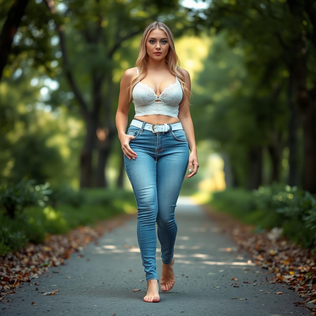 A beautiful, sexy long thin girl with medium breasts and very wide, bulging hips
