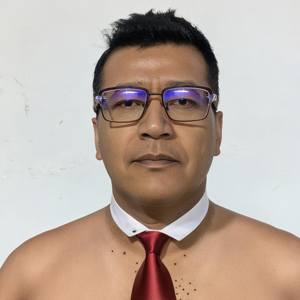 Agregale a la persona una camisa blanca con una corbata roja