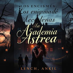 An intriguing book cover design for "Los enigmas de la Academia Astrea"