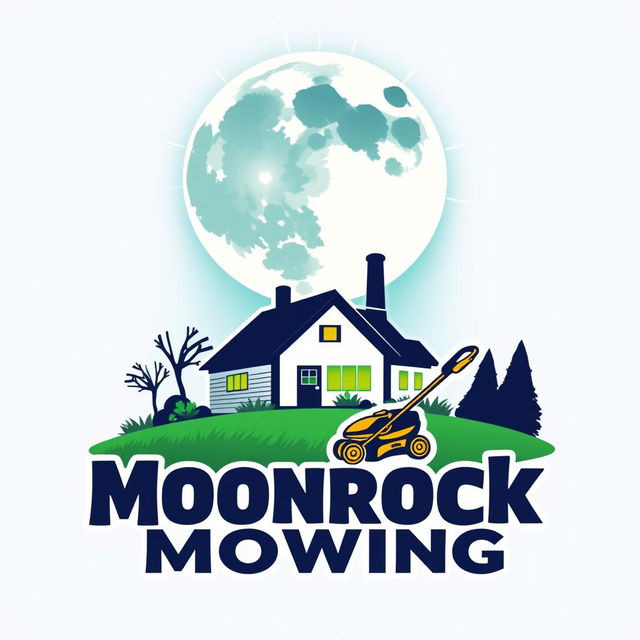 A distinctive logo design featuring a large, radiant moon at the top, creating a captivating visual impact