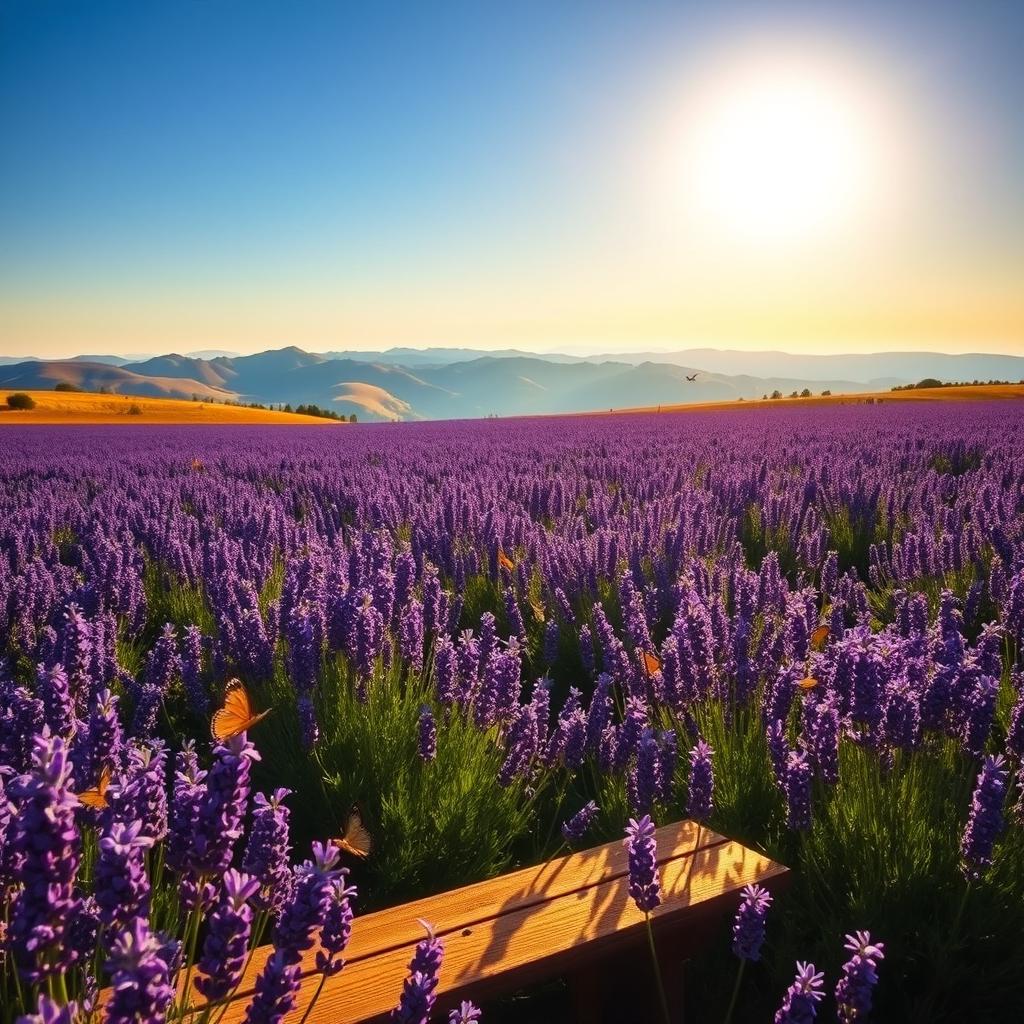 Breathe in the Bliss: Lavender Fields Under a Blue Sky