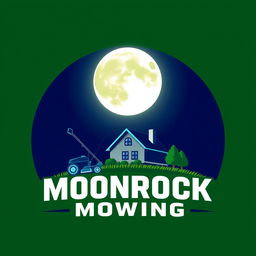 A creative logo design featuring a large, luminous moon positioned at the top, prominently illuminating the scene