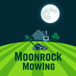 A creative logo design featuring a large, luminous moon positioned at the top, prominently illuminating the scene