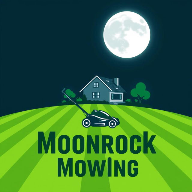 A creative logo design featuring a large, luminous moon positioned at the top, prominently illuminating the scene