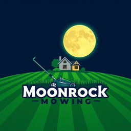 A creative logo design featuring a large, luminous moon positioned at the top, prominently illuminating the scene