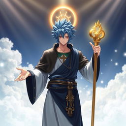 A striking character that fuses Jellal Fernandez from Fairy Tail with the essence of Jesus Christ