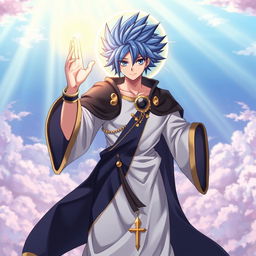 An extraordinary fusion character representing Jellal Fernandez from Fairy Tail and the essence of Jesus Christ