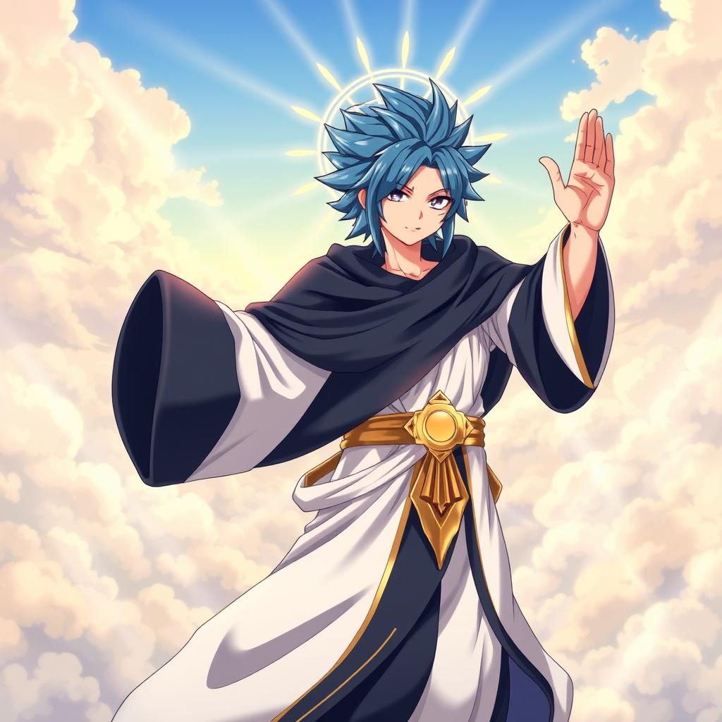 An extraordinary fusion character representing Jellal Fernandez from Fairy Tail and the essence of Jesus Christ