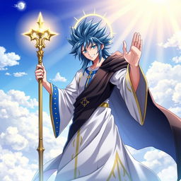 An extraordinary fusion character representing Jellal Fernandez from Fairy Tail and the essence of Jesus Christ