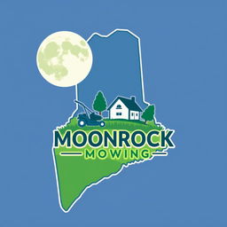 A creative logo design shaped like the state of Maine, featuring a large, luminous moon prominently at the top