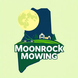 A creative logo design shaped like the state of Maine, featuring a large, luminous moon prominently at the top