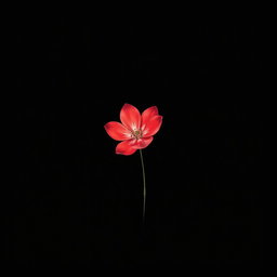A simple yet striking drawing of a red flower that glows against a black background
