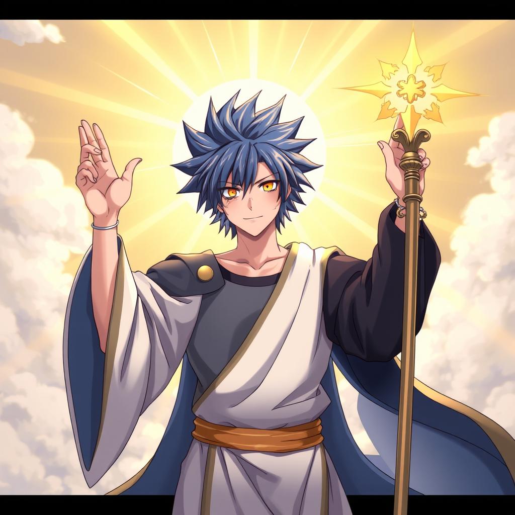 A unique character design illustrating Jellal Fernandez from Fairy Tail reimagined as a Christ-like figure
