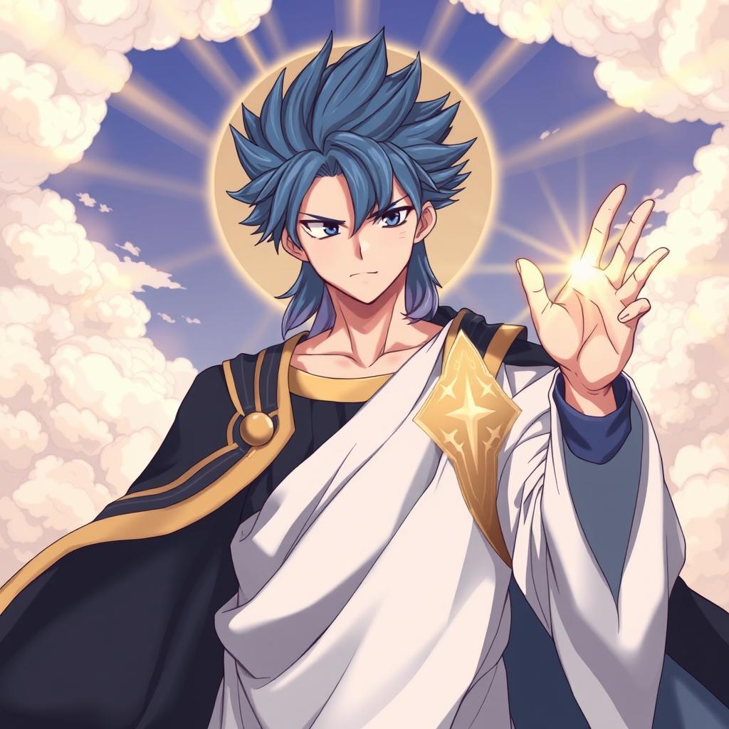 A striking illustration of Jellal Fernandez from Fairy Tail depicted as a Christ-like figure