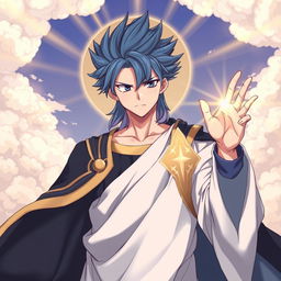 A striking illustration of Jellal Fernandez from Fairy Tail depicted as a Christ-like figure