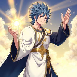 A captivating illustration of Jellal Fernandez from Fairy Tail portrayed as a Christ-like figure, prominently featuring his tattoo in the left eye