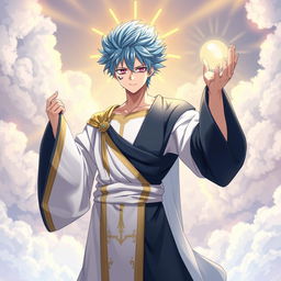 A captivating illustration of Jellal Fernandez from Fairy Tail portrayed as a Christ-like figure, prominently featuring his tattoo in the left eye
