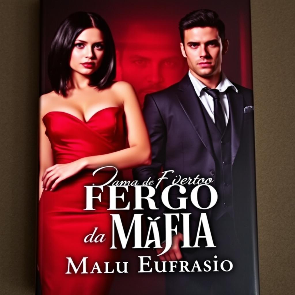 A captivating book cover featuring a stunning woman with shoulder-length black hair, a beautiful figure dressed in a striking red dress that elegantly hugs her curves
