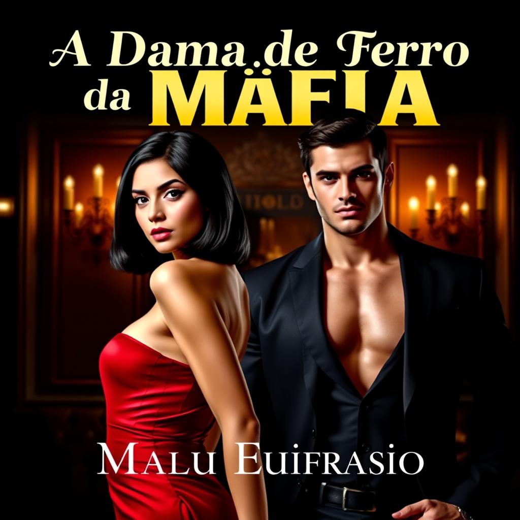 A stunning woman with shoulder-length black hair and an alluring figure, dressed in an elegant red dress, exuding confidence and charm