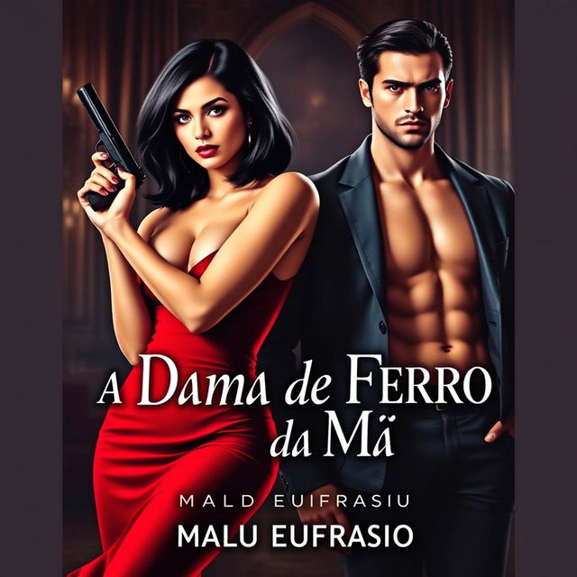 A stunning cover design featuring a beautiful woman with shoulder-length black hair, showcasing her gorgeous figure in a red dress