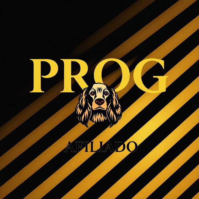 A diagonal black and gold card featuring stripes