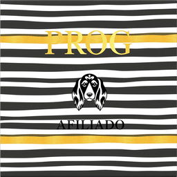 A diagonal black and gold card featuring stripes