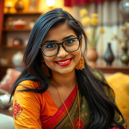 A beautiful South Asian woman, affectionately known as 'bhabhi', wearing stylish glasses