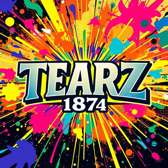 A vibrant, colorful design featuring a striking logo that reads 'TEARZ 1874' prominently in a bold, stylized font