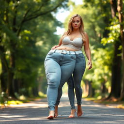 A beautiful, stunning, sexy chubby girl with medium breasts and very wide, bulging hips