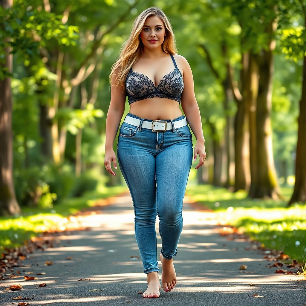 A beautiful, stunning, sexy girl with medium breasts and very wide, bulging hips