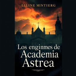 Una portada intrigante para un libro titulado 'Los enigmas de la Academia Astrea', que refleja temas de romance, misterio y asesinatos