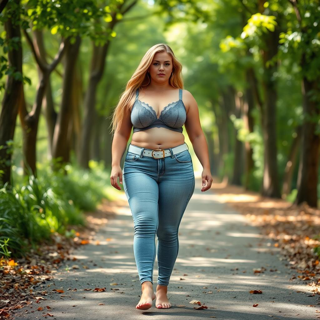 A beautiful, stunning, sexy girl with medium breasts and very wide, bulging hips