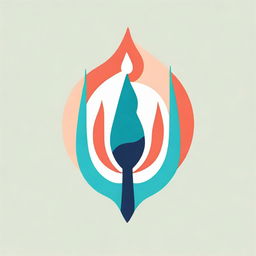 An abstract logo taking the form of a candle, using shades of turquoise and dark salmon.